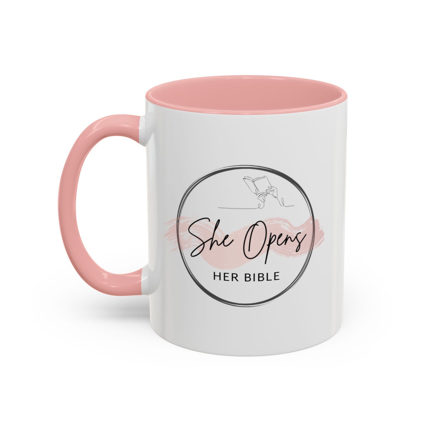 She Opens Her Bible™ Accent Coffee Mug – Faith-Inspired Ceramic Mug in 11oz & 15oz