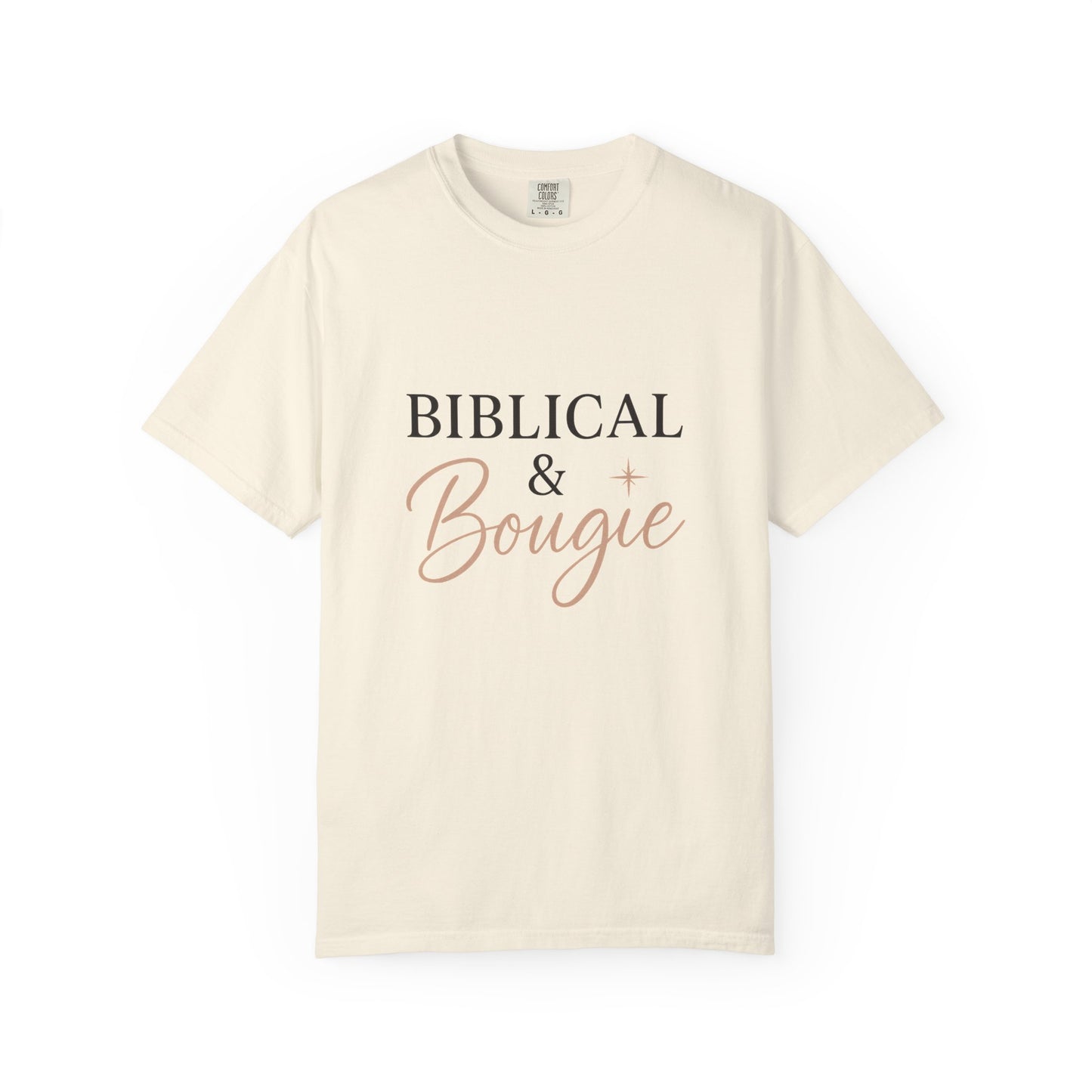 "Biblical & Bougie" Unisex T-Shirt – Black Lettering Faith-Based Tee for Stylish Christian Queens