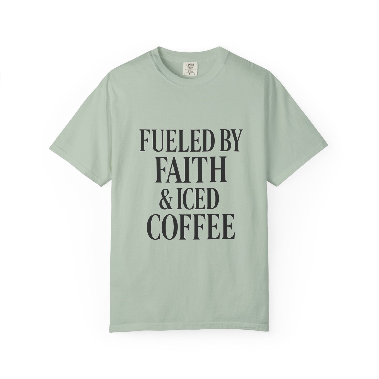 I Run on Faith & Iced Coffee Tee – Round‑Neck Unisex Shirt • Caffeine + Conviction