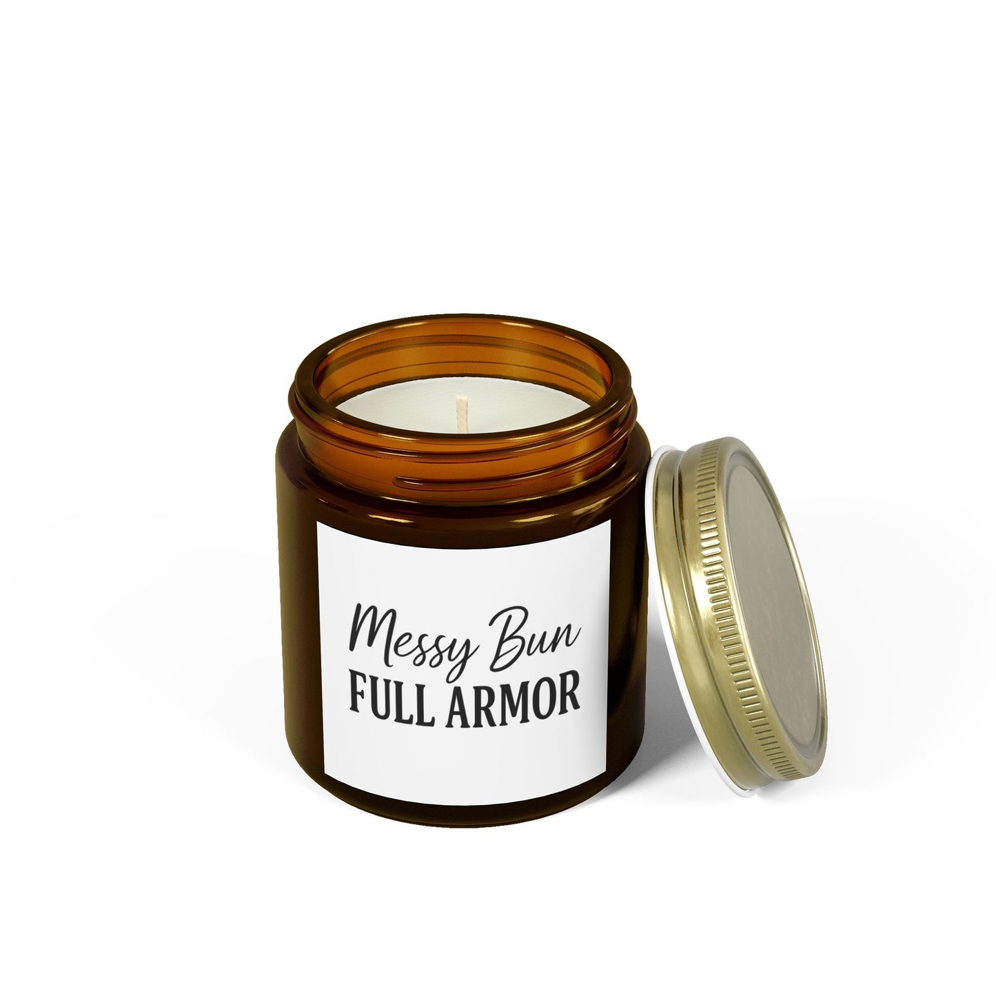 "Messy Bun. Full Armor." Scented Candle – Faith-Filled Aromatherapy for Fierce, God-Loving Women