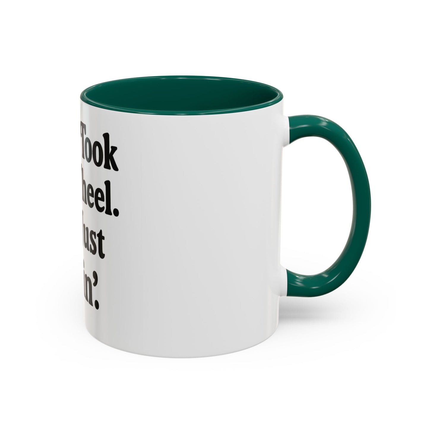 "Jesus Took the Wheel. I'm Just Vibin." Coffee Mug – Funny Faith-Based Mug for Relaxed Mornings & Spiritual Sass