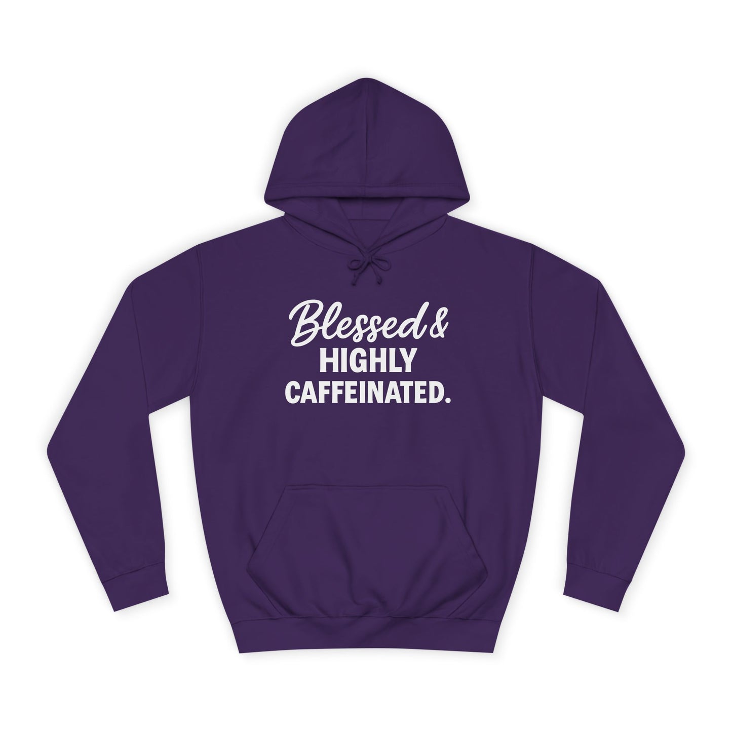 Blessed & Highly Caffeinated Unisex Hoodie – Christian Coffee Lover's Cozy Faith Sweatshirt (White Lettering)