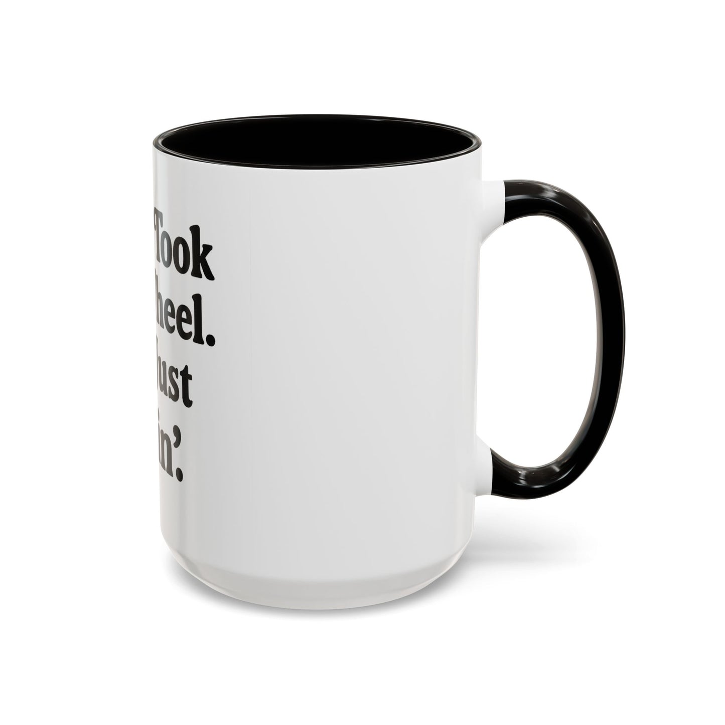"Jesus Took the Wheel. I'm Just Vibin." Coffee Mug – Funny Faith-Based Mug for Relaxed Mornings & Spiritual Sass