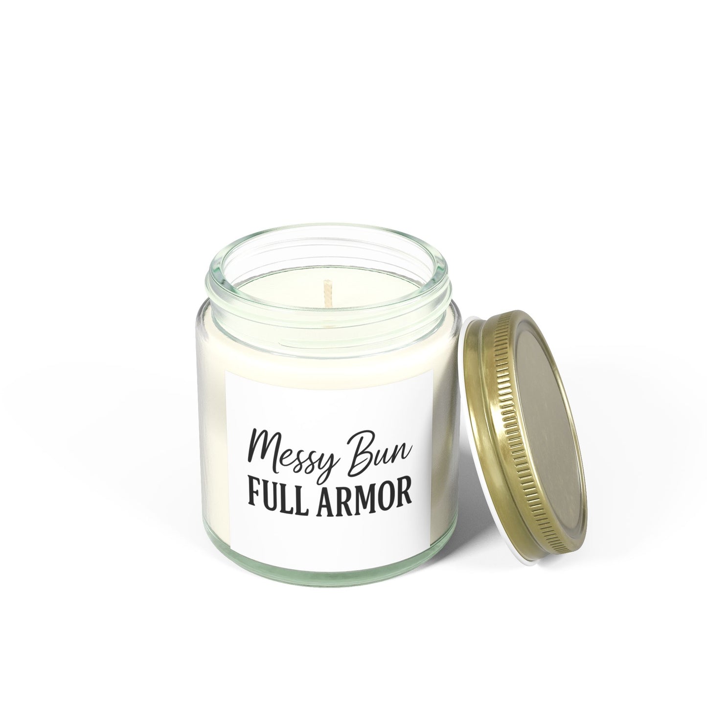 "Messy Bun. Full Armor." Scented Candle – Faith-Filled Aromatherapy for Fierce, God-Loving Women