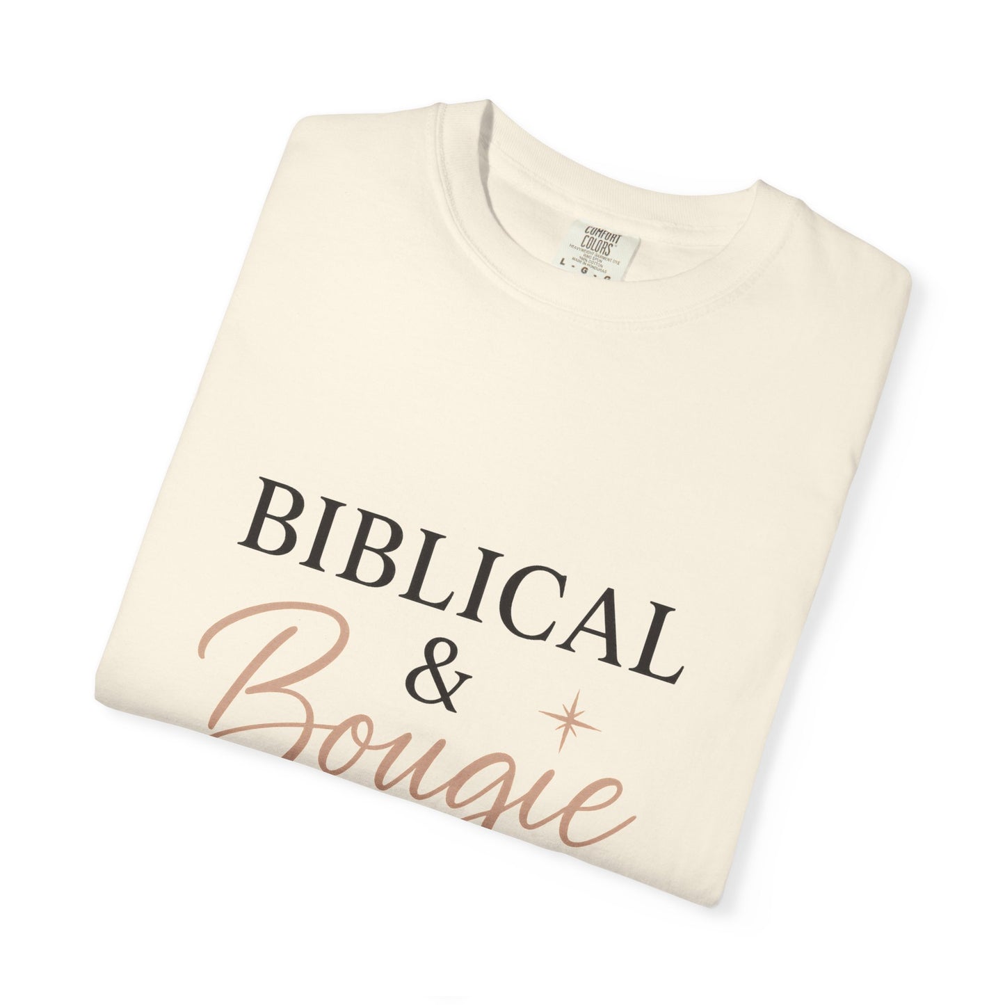 "Biblical & Bougie" Unisex T-Shirt – Black Lettering Faith-Based Tee for Stylish Christian Queens