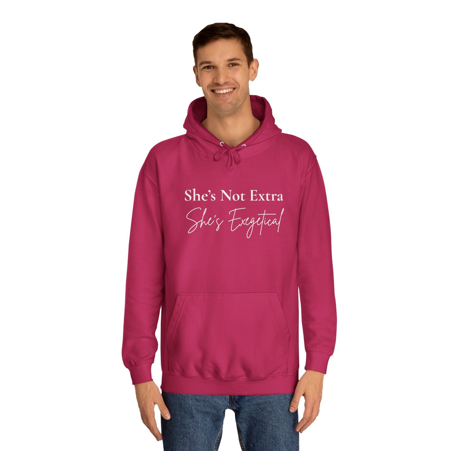 “She’s Not Extra, She’s Exegetical” Unisex Hoodie – Cozy Bold Faith Statement