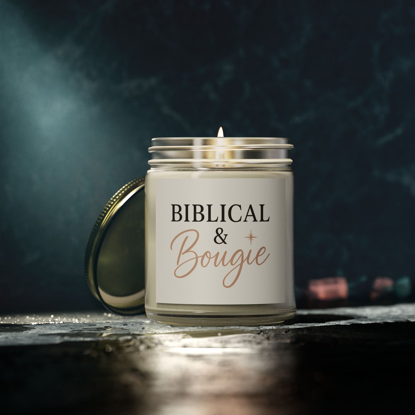 "Biblical & Bougie" Scented Candle – Luxe Faith-Inspired Home Decor with Black Lettering