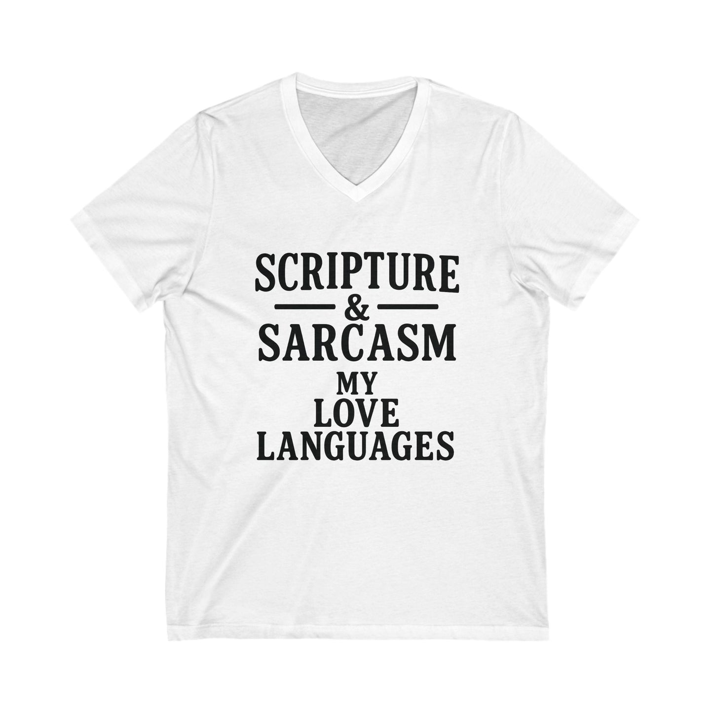 "Scripture & Sarcasm" Tee – Unisex V‑Neck • Where Faith Meets Fun