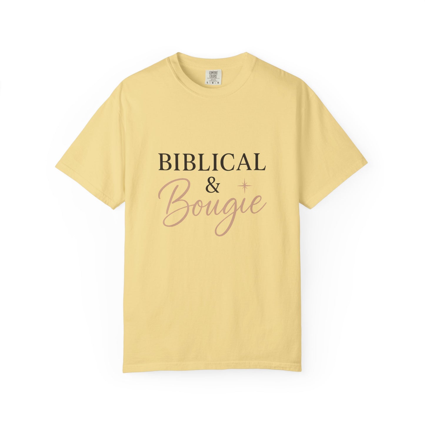 "Biblical & Bougie" Unisex T-Shirt – Black Lettering Faith-Based Tee for Stylish Christian Queens