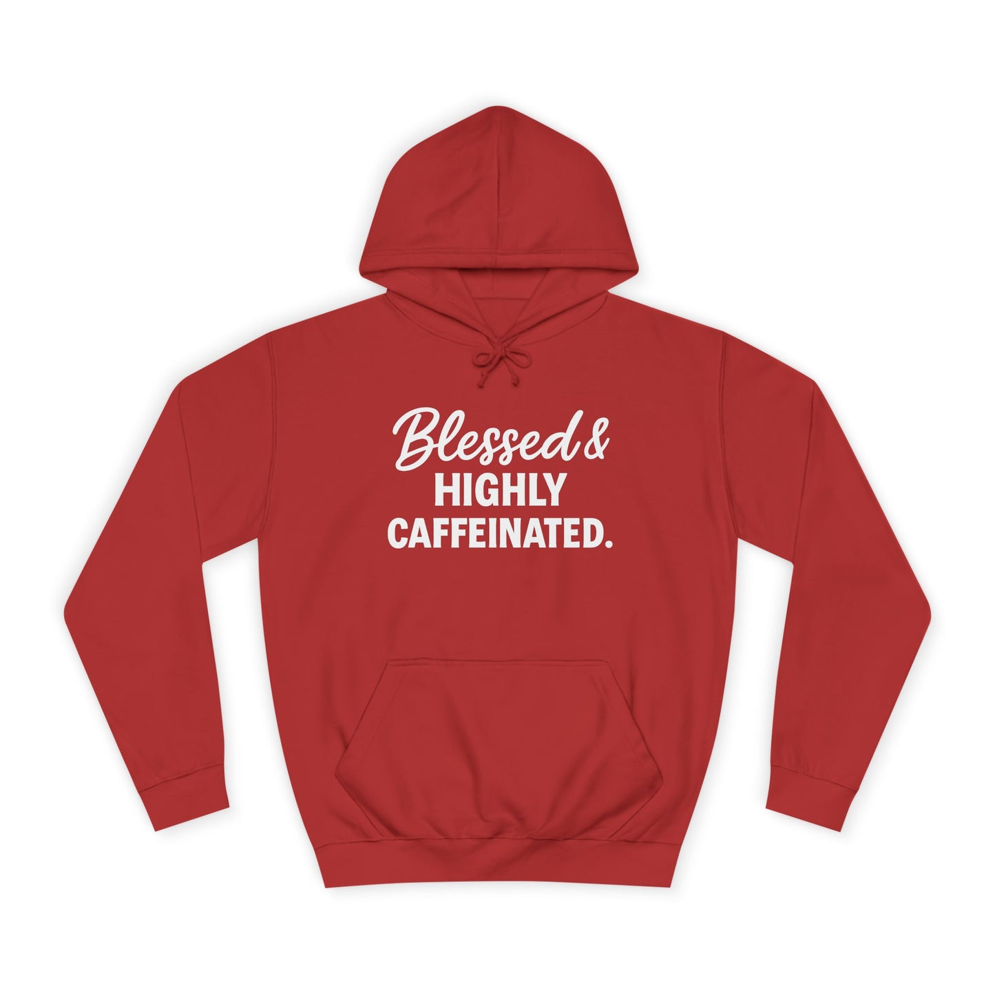 Blessed & Highly Caffeinated Unisex Hoodie – Christian Coffee Lover's Cozy Faith Sweatshirt (White Lettering)