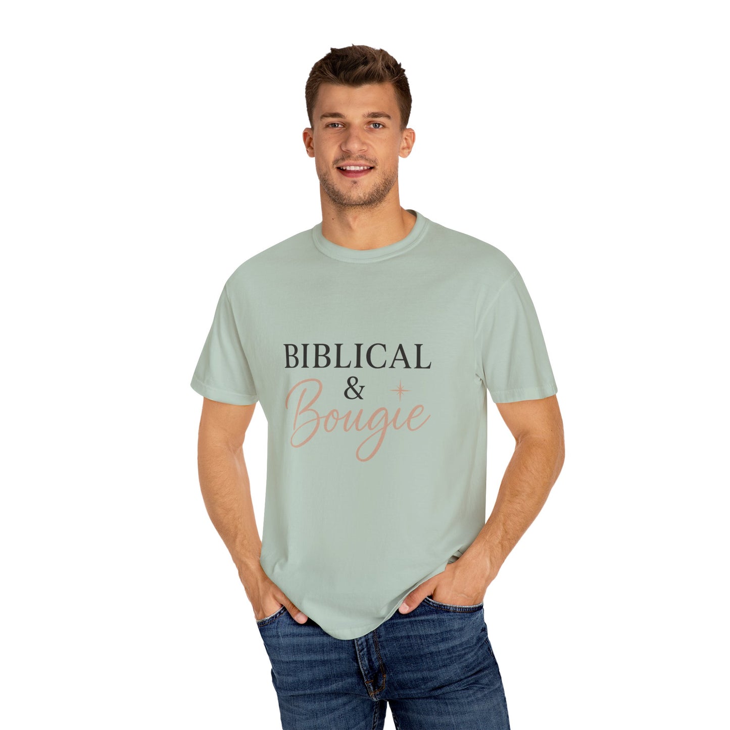 "Biblical & Bougie" Unisex T-Shirt – Black Lettering Faith-Based Tee for Stylish Christian Queens
