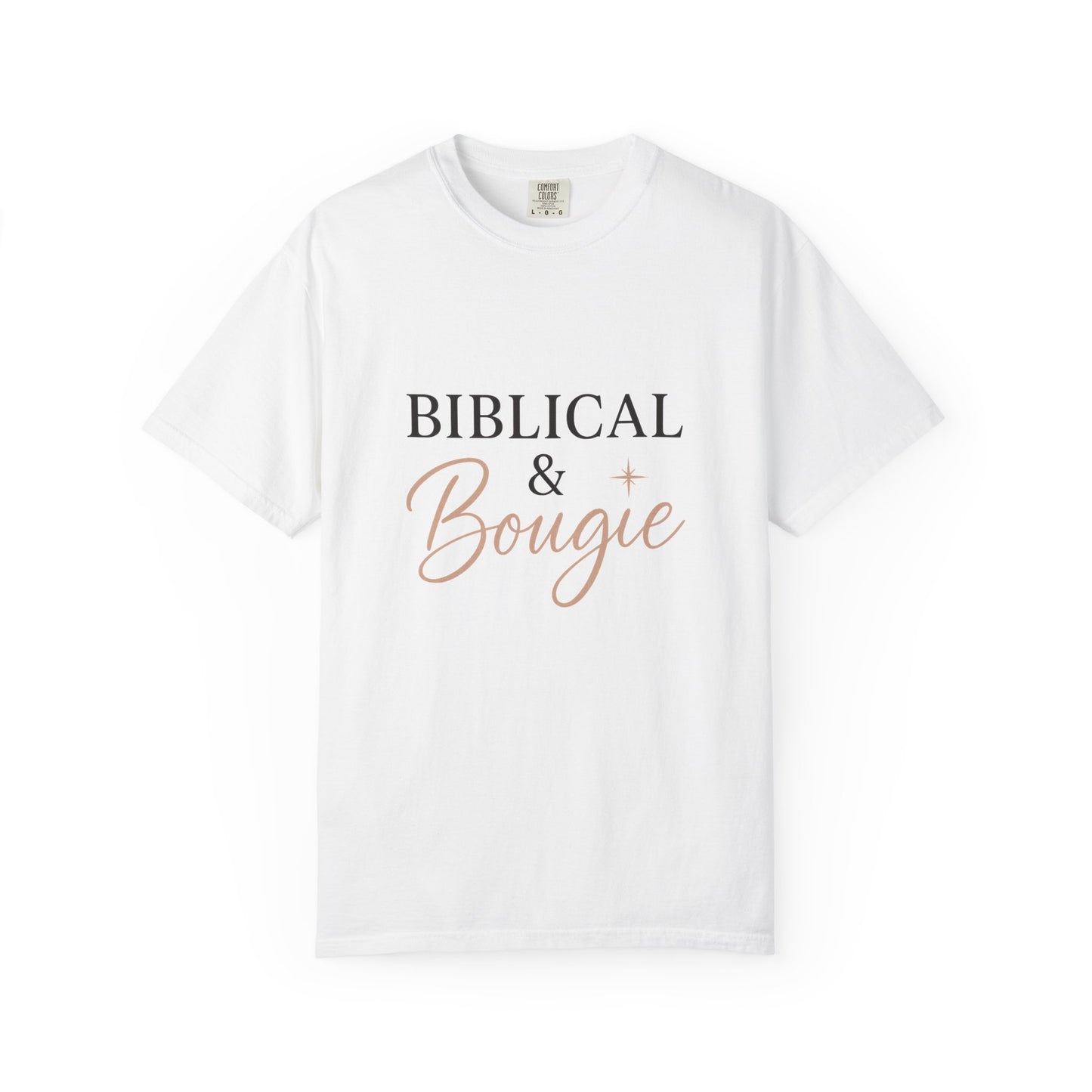 "Biblical & Bougie" Unisex T-Shirt – Black Lettering Faith-Based Tee for Stylish Christian Queens