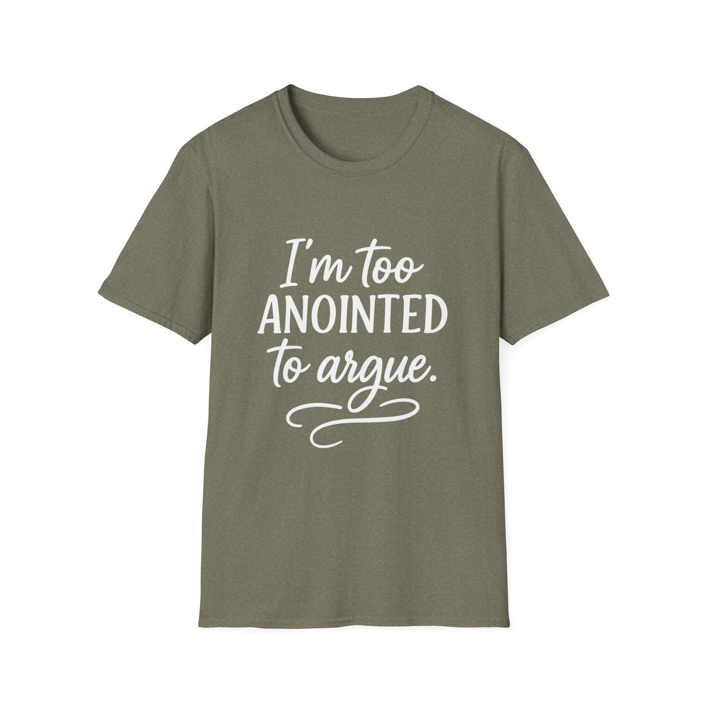 “I’m Too Anointed To Argue” V-Neck Tee – Faith-Fueled Sass in White Lettering | Unisex Christian Apparel