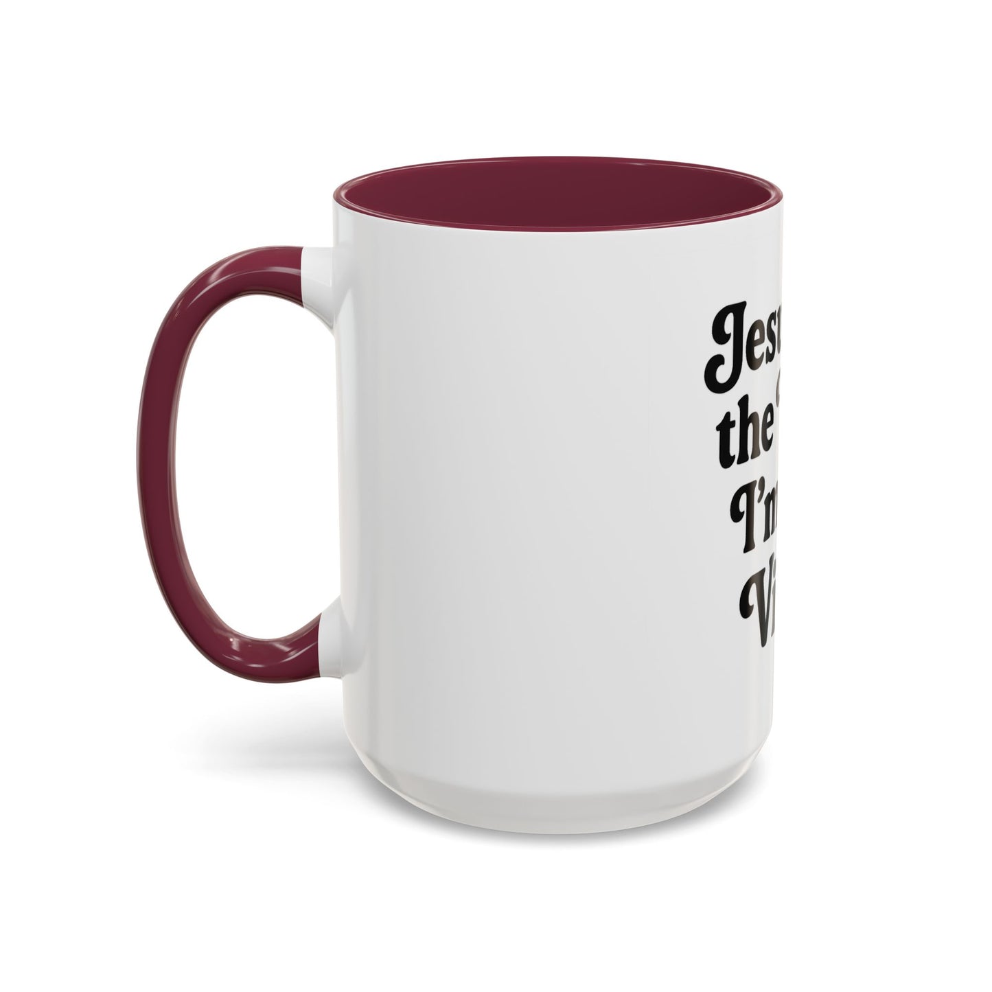 "Jesus Took the Wheel. I'm Just Vibin." Coffee Mug – Funny Faith-Based Mug for Relaxed Mornings & Spiritual Sass