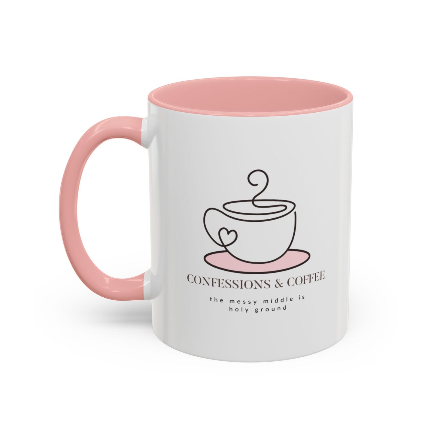 Confessions & Coffee Accent Mug - Inspirational Quote Coffee Cup for Cozy Mornings, Gift for Coffee Lovers, Home Decor