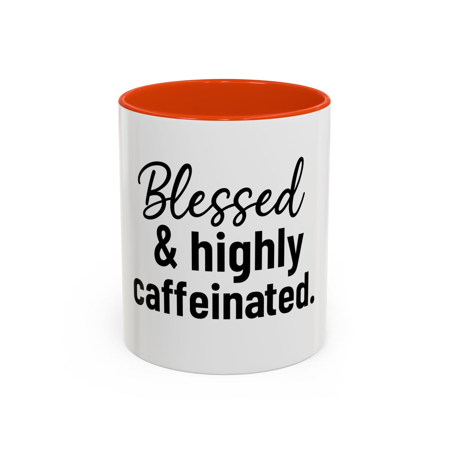 Blessed & Highly Caffienated Colorful Scripture Mugs – 11 oz & 15 oz Ceramic • Pop Then Pray