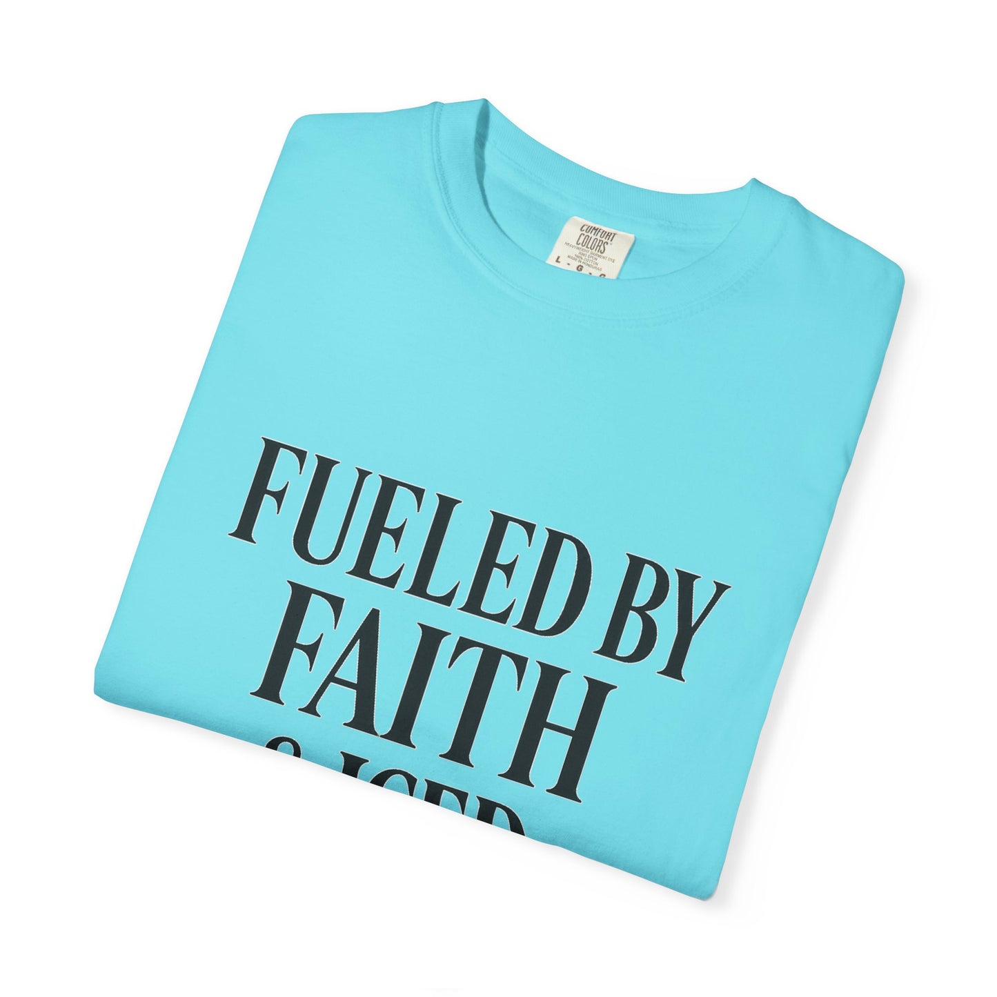 I Run on Faith & Iced Coffee Tee – Round‑Neck Unisex Shirt • Caffeine + Conviction