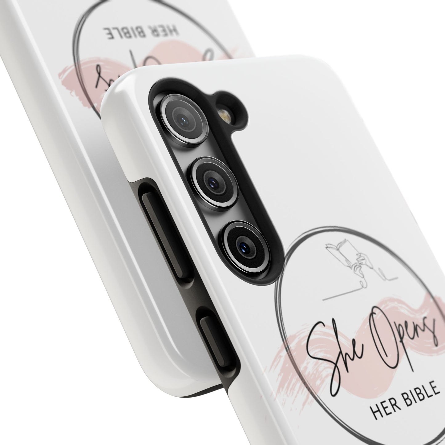 She Opens Her Bible Phone Case – Christian iPhone & Samsung Cover with Glossy Finish