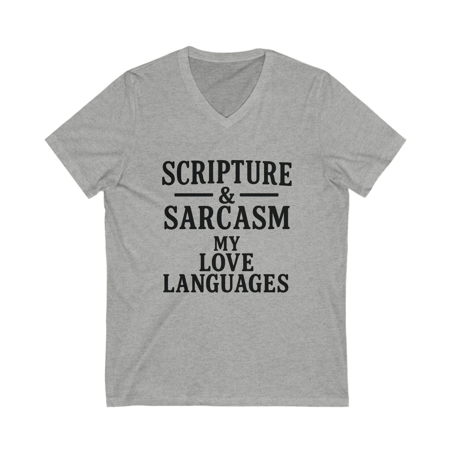 "Scripture & Sarcasm" Tee – Unisex V‑Neck • Where Faith Meets Fun