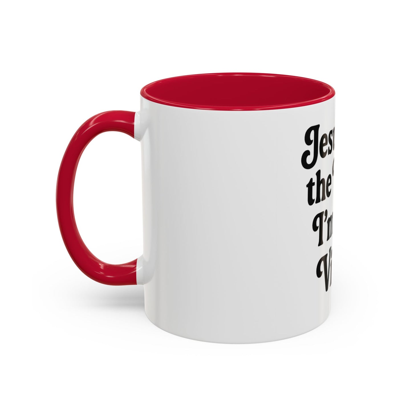 "Jesus Took the Wheel. I'm Just Vibin." Coffee Mug – Funny Faith-Based Mug for Relaxed Mornings & Spiritual Sass