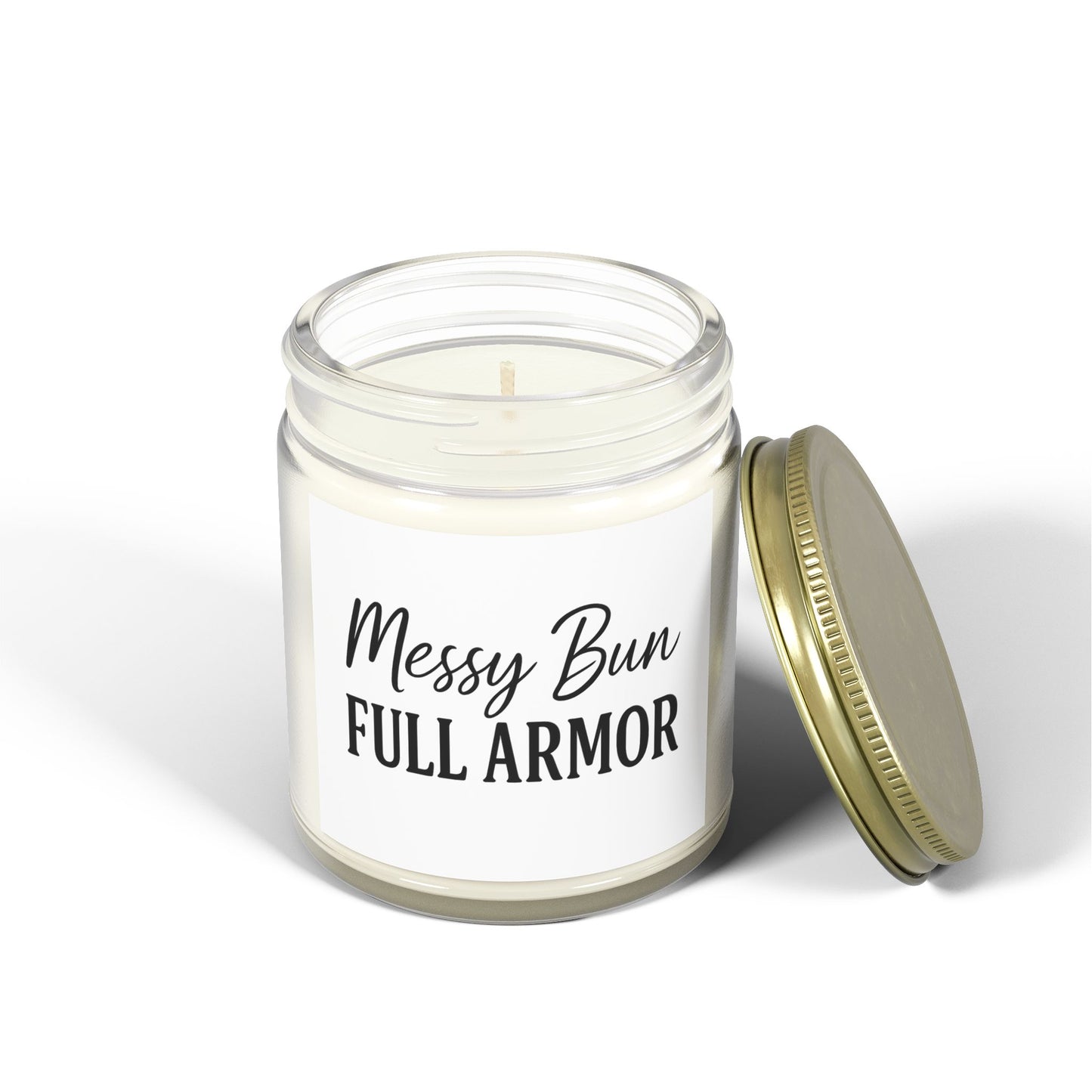 "Messy Bun. Full Armor." Scented Candle – Faith-Filled Aromatherapy for Fierce, God-Loving Women