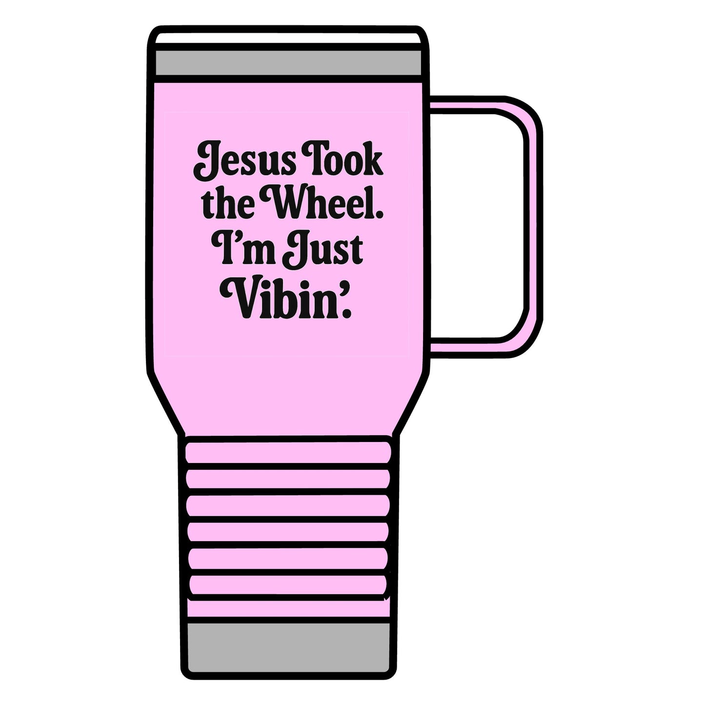 "Jesus Took the Wheel. I'm Just Vibin." 20oz Travel Mug – Funny Faith-Based Tumbler for Coffee Lovers & Spiritual Commuters