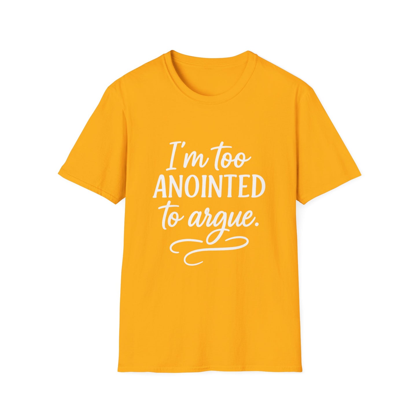 “I’m Too Anointed To Argue” V-Neck Tee – Faith-Fueled Sass in White Lettering | Unisex Christian Apparel