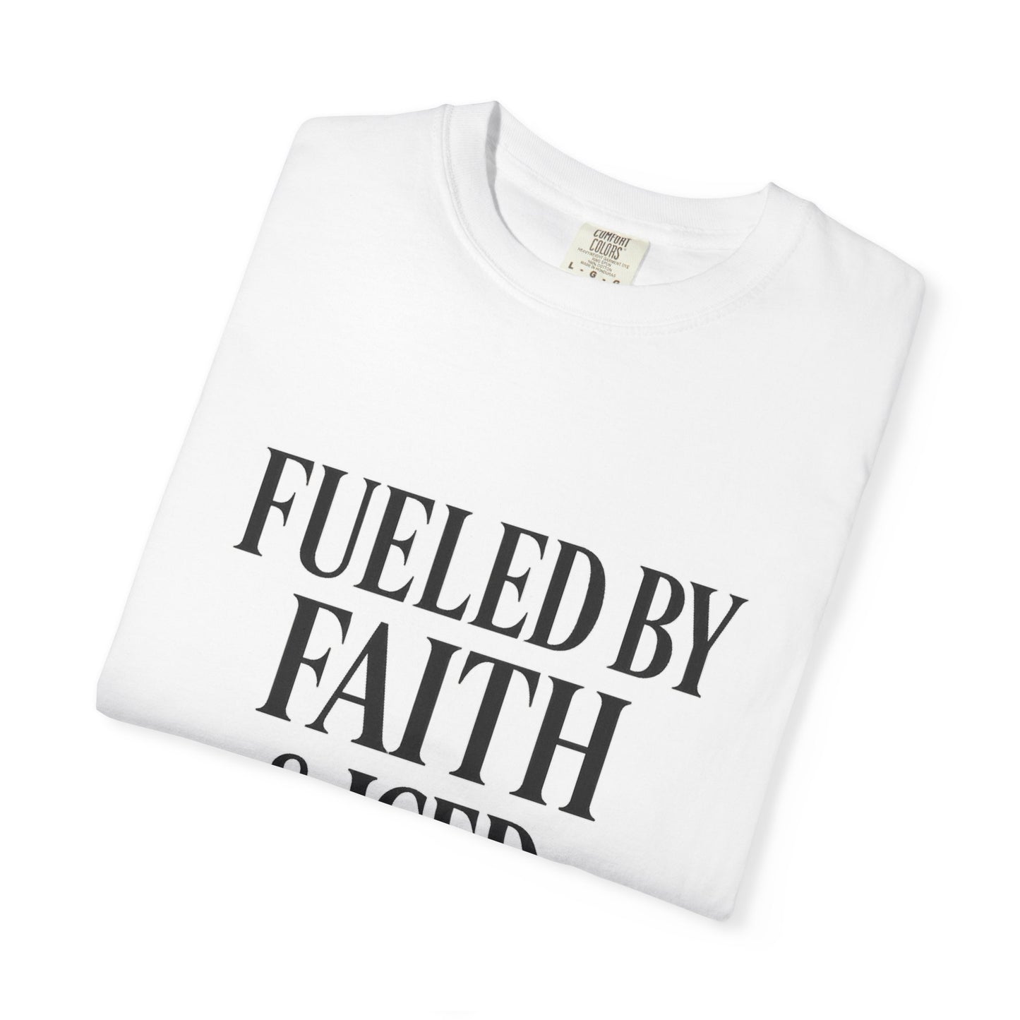 I Run on Faith & Iced Coffee Tee – Round‑Neck Unisex Shirt • Caffeine + Conviction