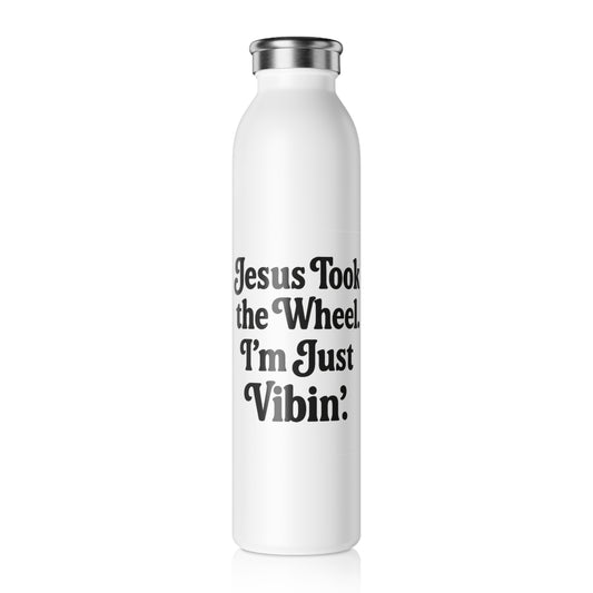 Jesus Took the Wheel. I’m Just Vibin™ Water Bottle – Funny Christian Gift for Women, Bible Study & Everyday Chill