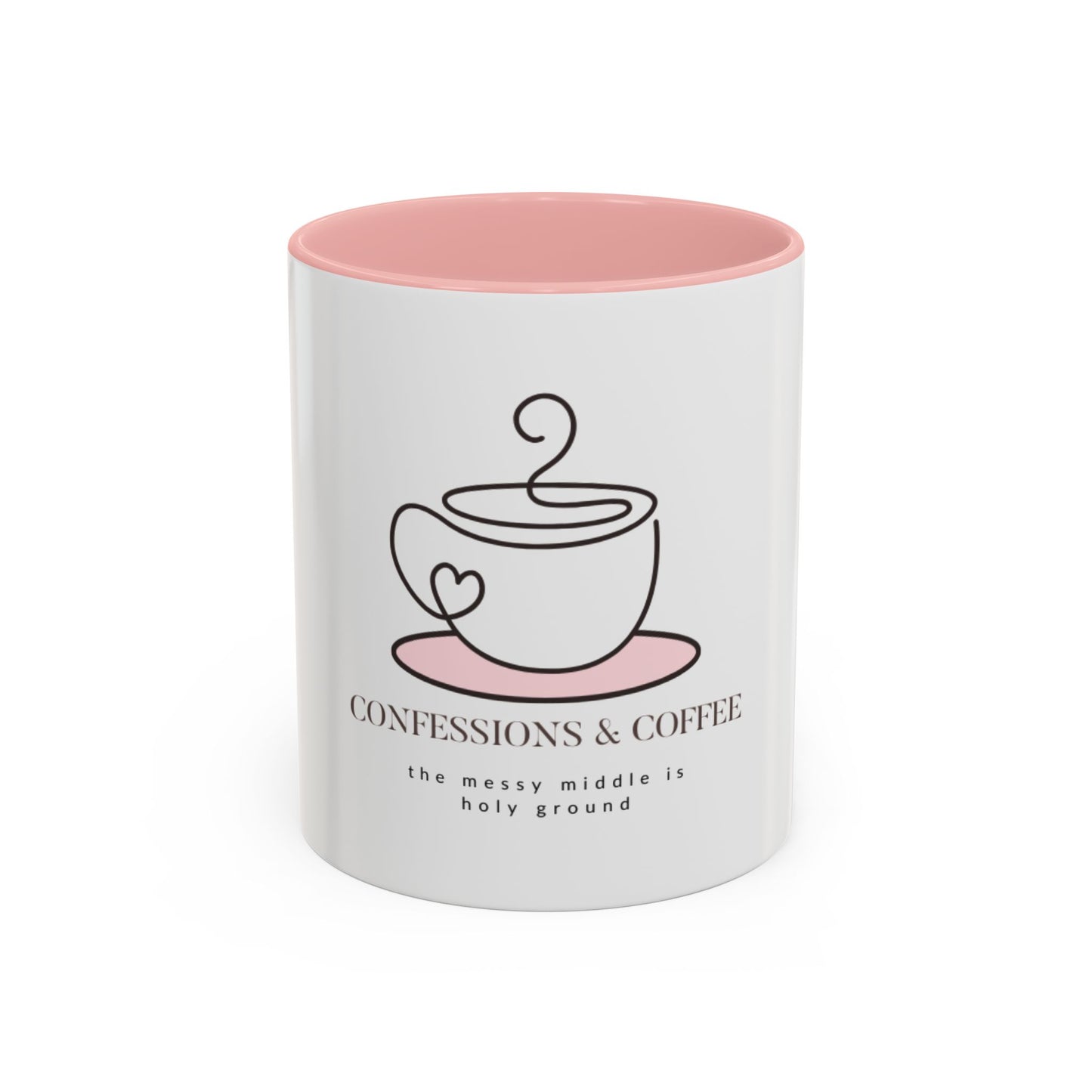 Confessions & Coffee Accent Mug - Inspirational Quote Coffee Cup for Cozy Mornings, Gift for Coffee Lovers, Home Decor