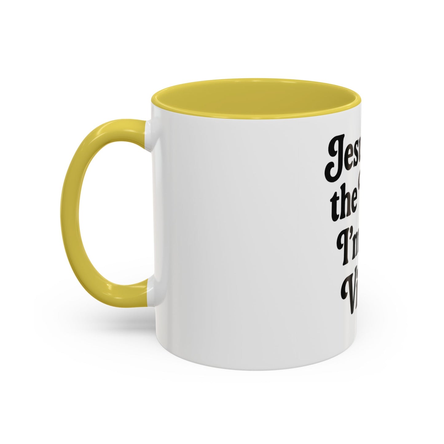 "Jesus Took the Wheel. I'm Just Vibin." Coffee Mug – Funny Faith-Based Mug for Relaxed Mornings & Spiritual Sass