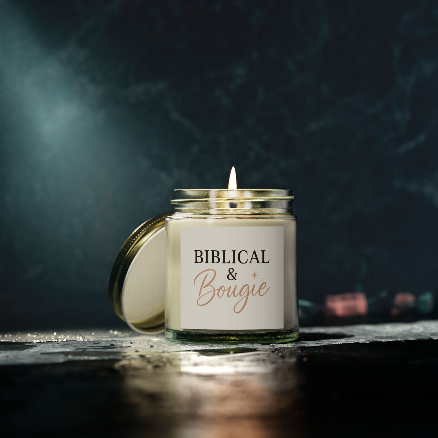 "Biblical & Bougie" Scented Candle – Luxe Faith-Inspired Home Decor with Black Lettering