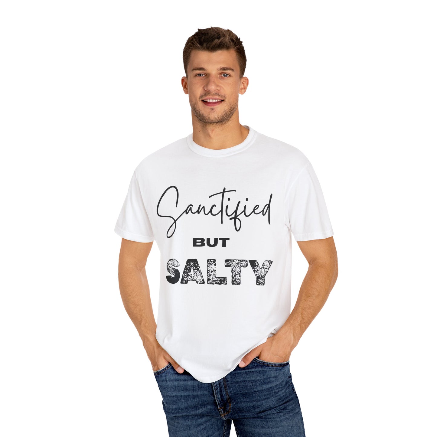"Sanctified But Salty" Unisex T-Shirt – Funny Christian Tee for the Faithfully Feisty