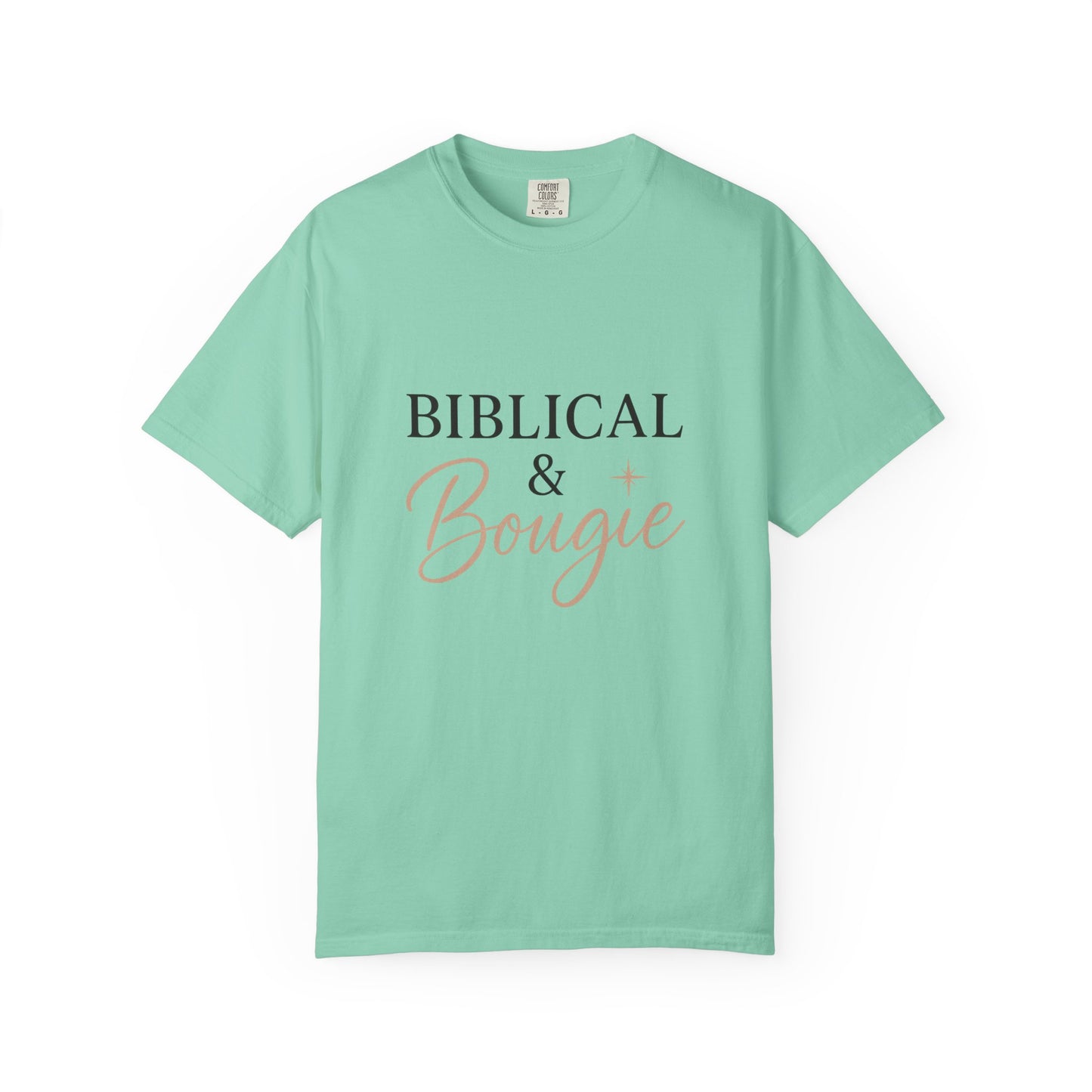 "Biblical & Bougie" Unisex T-Shirt – Black Lettering Faith-Based Tee for Stylish Christian Queens