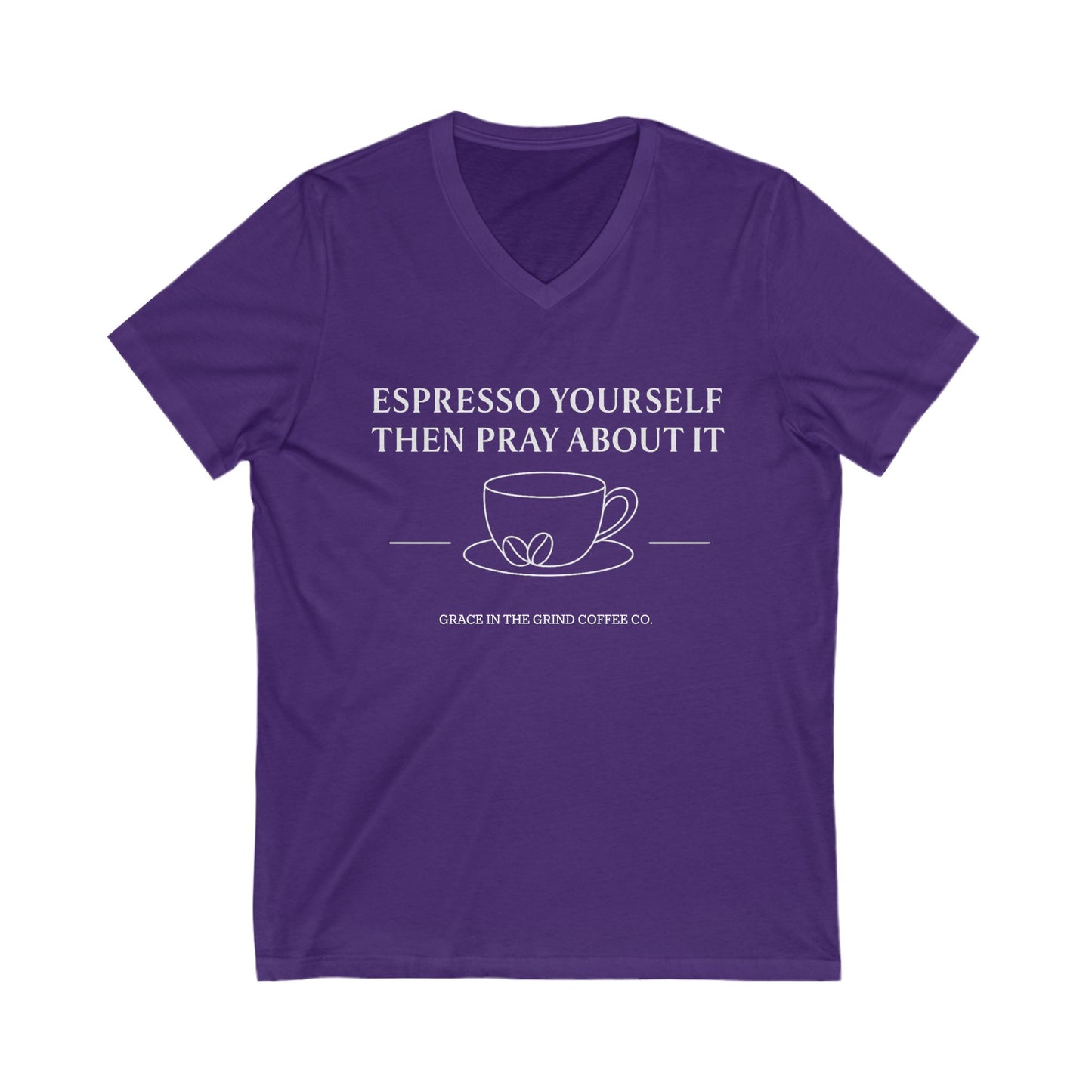 Espresso Yourself V-Neck Tee, Coffee Lover Shirt, Funny Gift for Barista, Casual Wear, Perfect for Birthdays and Holidays