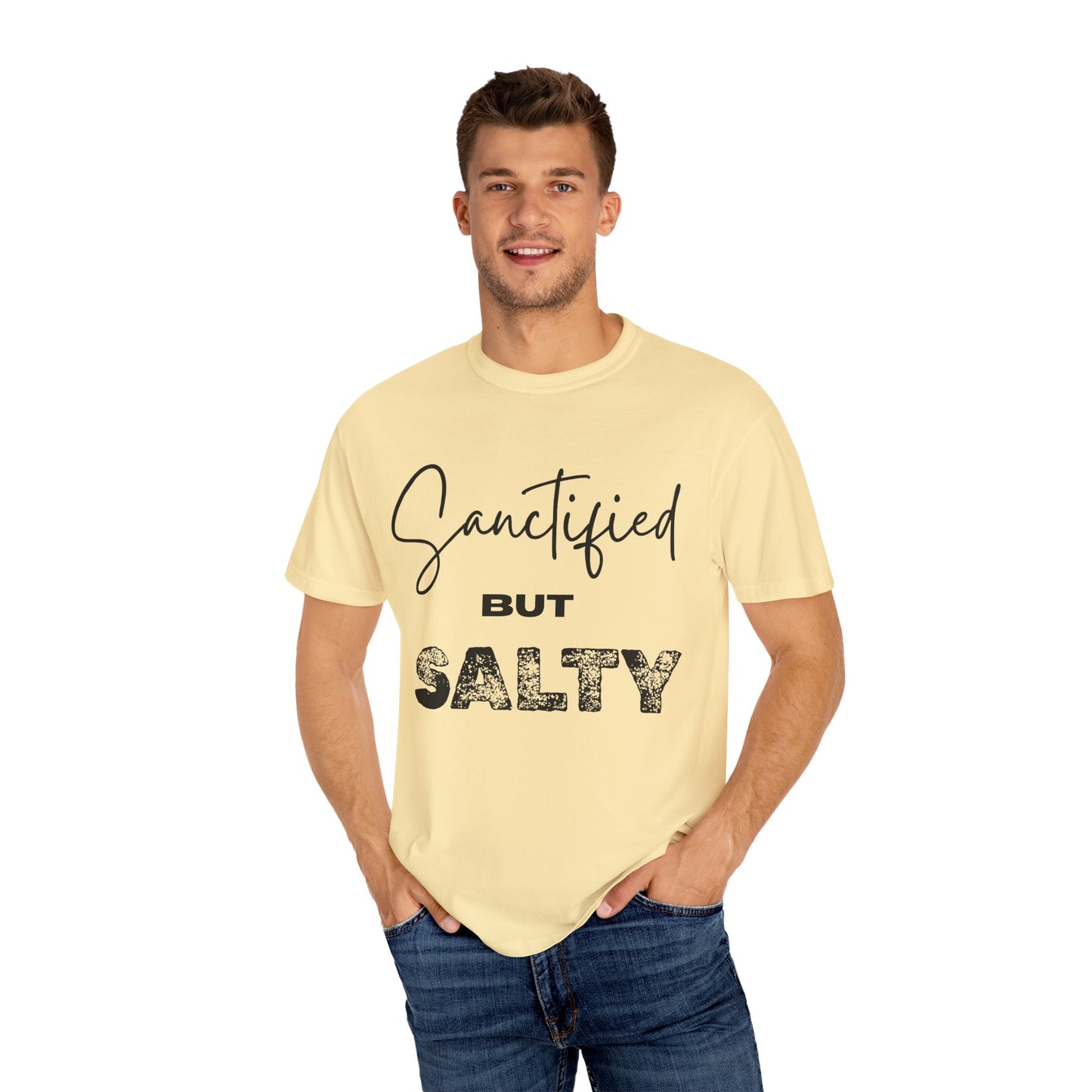 "Sanctified But Salty" Unisex T-Shirt – Funny Christian Tee for the Faithfully Feisty
