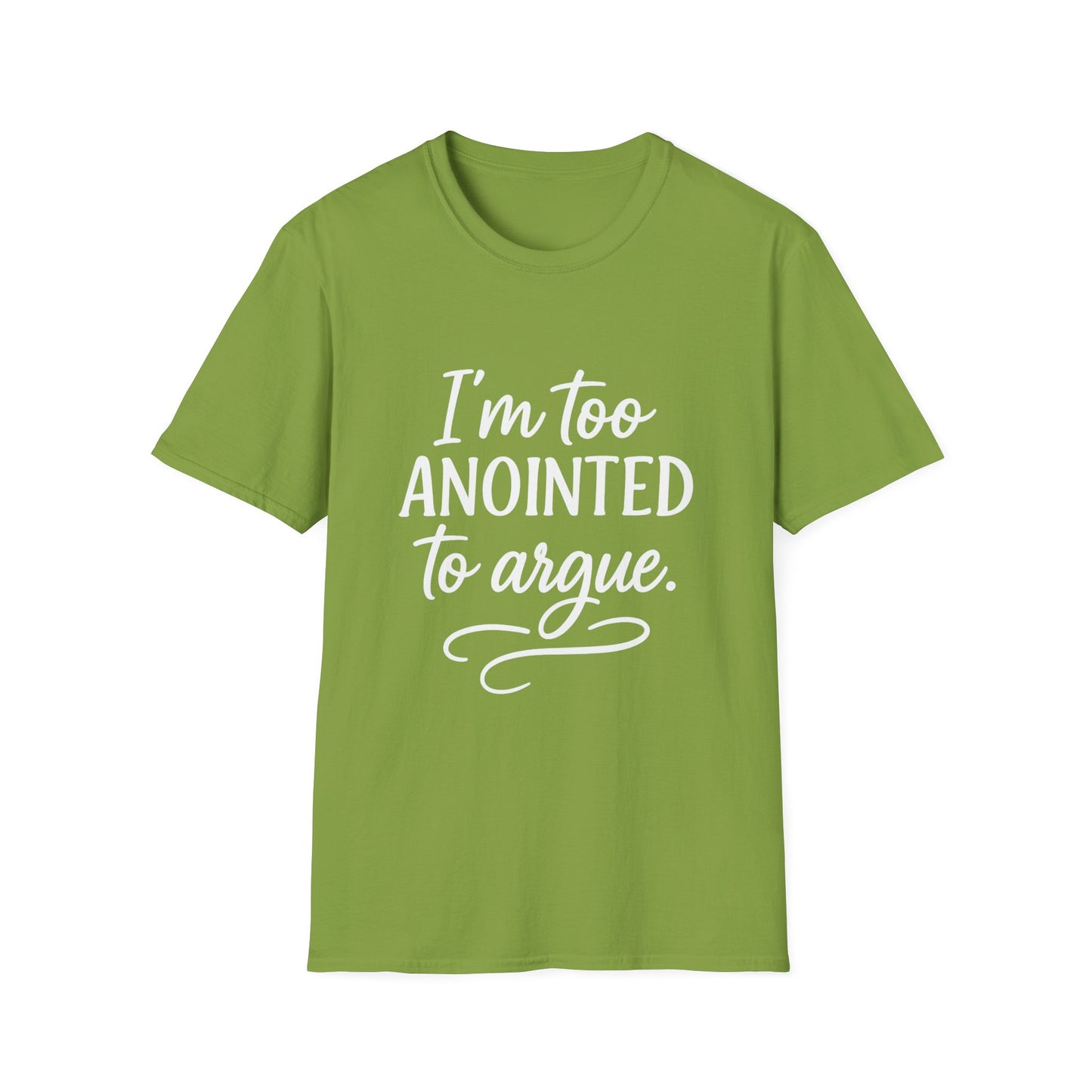 “I’m Too Anointed To Argue” V-Neck Tee – Faith-Fueled Sass in White Lettering | Unisex Christian Apparel