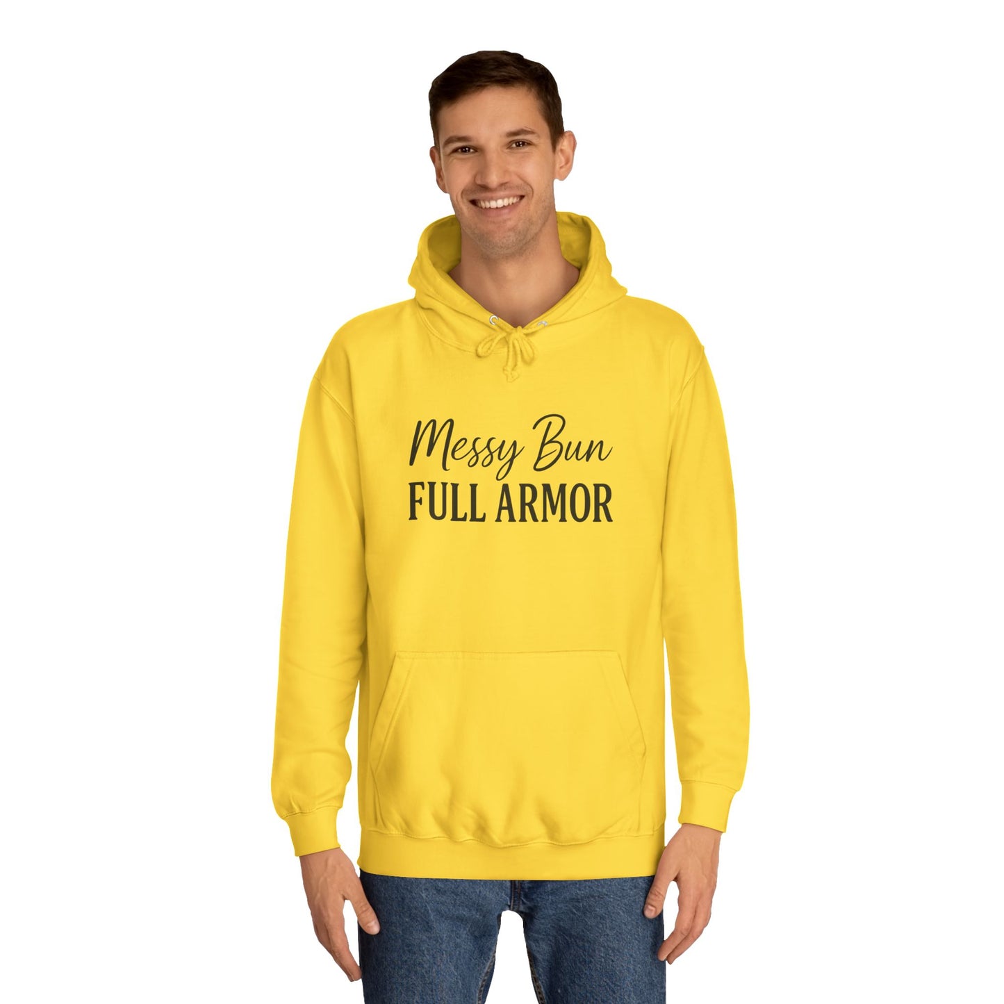 "Messy Bun. Full Armor." Unisex Hoodie – Bold Christian Hoodie for Faith-Filled Women on a Mission