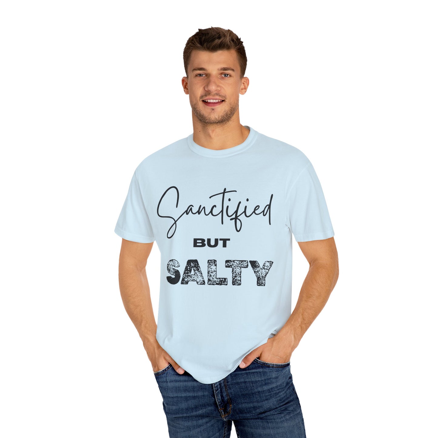 "Sanctified But Salty" Unisex T-Shirt – Funny Christian Tee for the Faithfully Feisty