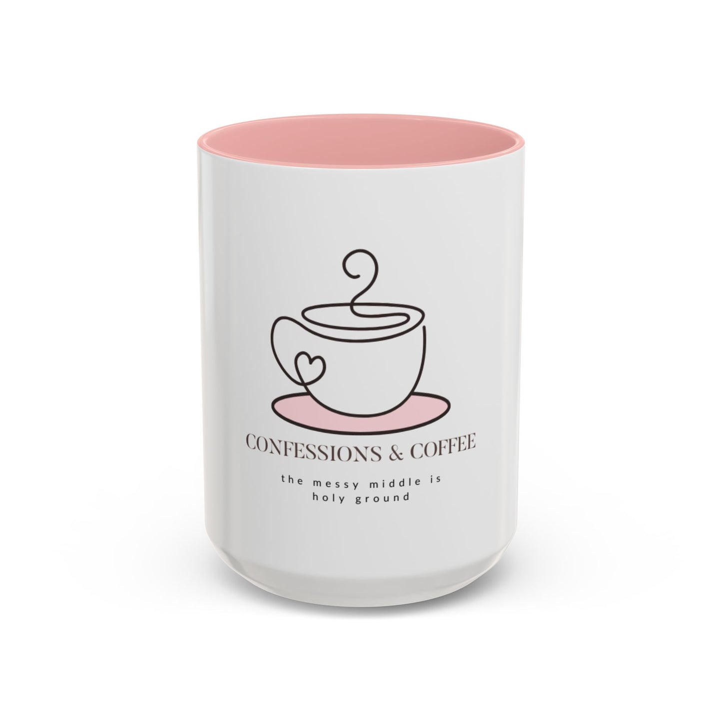 Confessions & Coffee Accent Mug - Inspirational Quote Coffee Cup for Cozy Mornings, Gift for Coffee Lovers, Home Decor