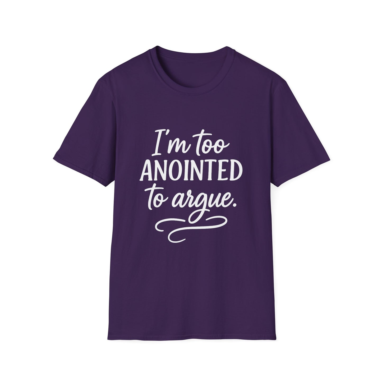 “I’m Too Anointed To Argue” V-Neck Tee – Faith-Fueled Sass in White Lettering | Unisex Christian Apparel