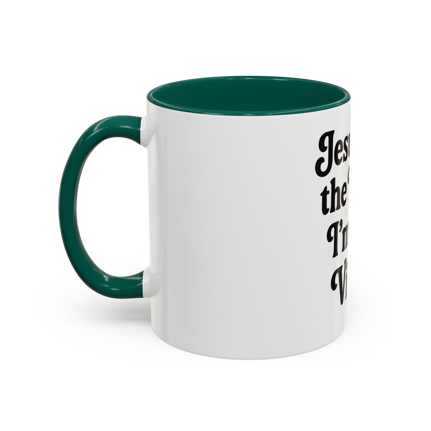 "Jesus Took the Wheel. I'm Just Vibin." Coffee Mug – Funny Faith-Based Mug for Relaxed Mornings & Spiritual Sass