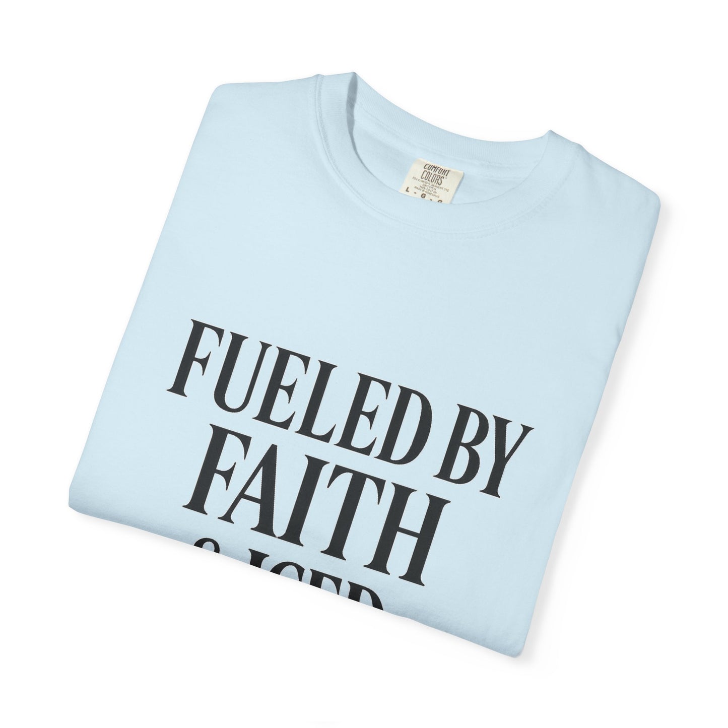 I Run on Faith & Iced Coffee Tee – Round‑Neck Unisex Shirt • Caffeine + Conviction