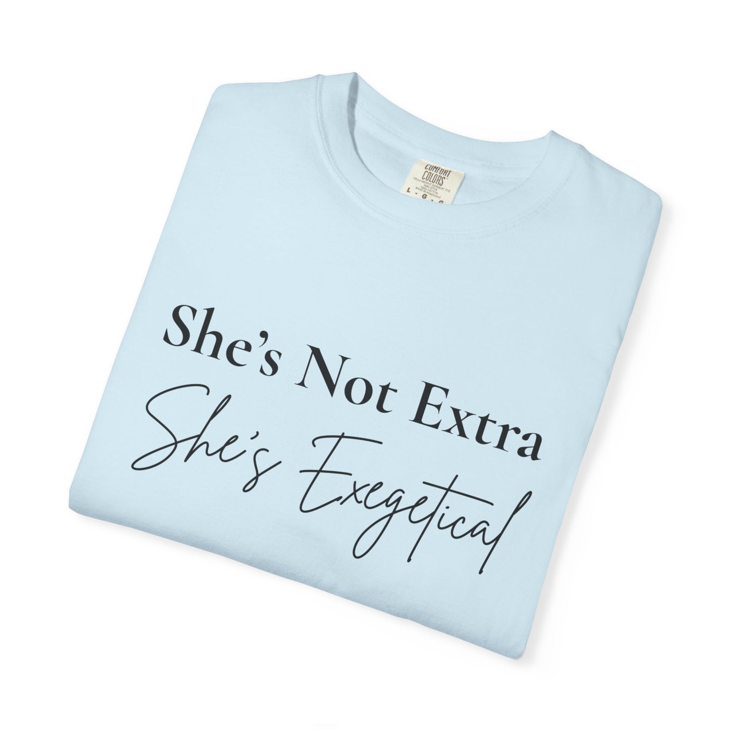 “She’s Not Extra. She’s Exegetical.” T-Shirt – Funny Christian Tee for Bible Study Queens