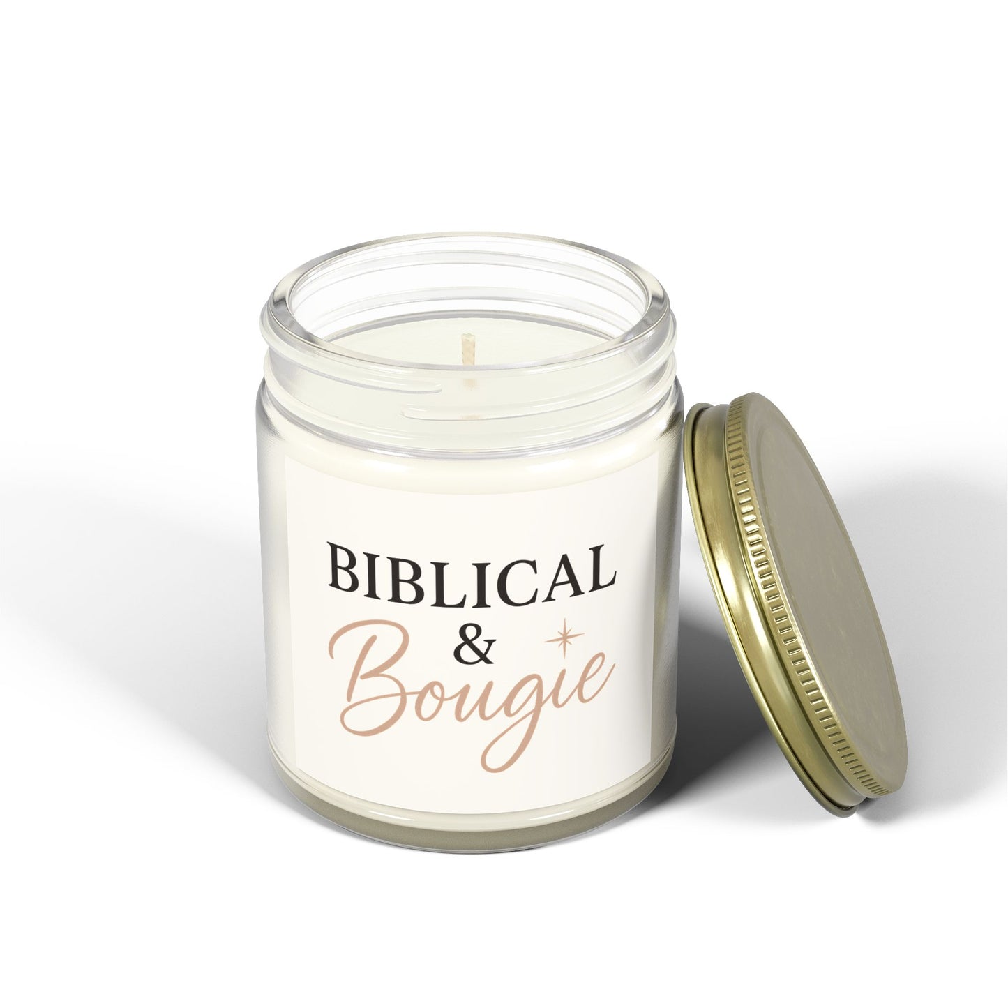 "Biblical & Bougie" Scented Candle – Luxe Faith-Inspired Home Decor with Black Lettering