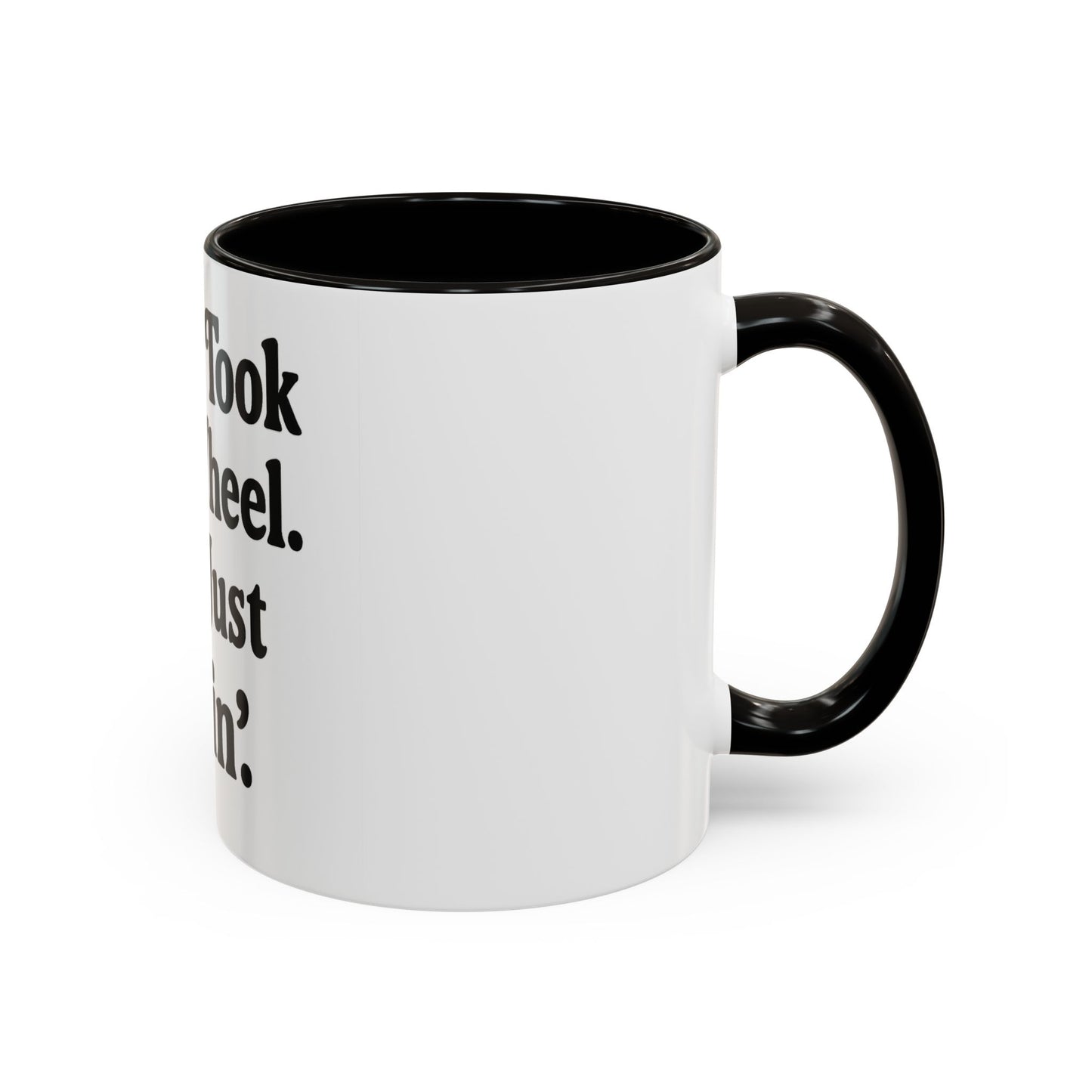 "Jesus Took the Wheel. I'm Just Vibin." Coffee Mug – Funny Faith-Based Mug for Relaxed Mornings & Spiritual Sass