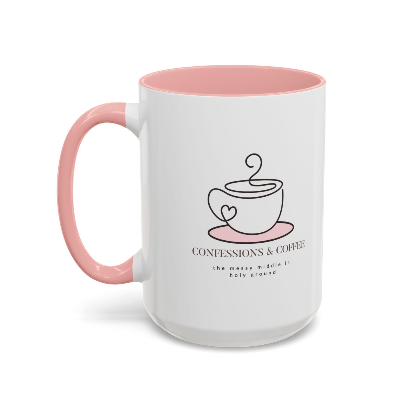 Confessions & Coffee Accent Mug - Inspirational Quote Coffee Cup for Cozy Mornings, Gift for Coffee Lovers, Home Decor