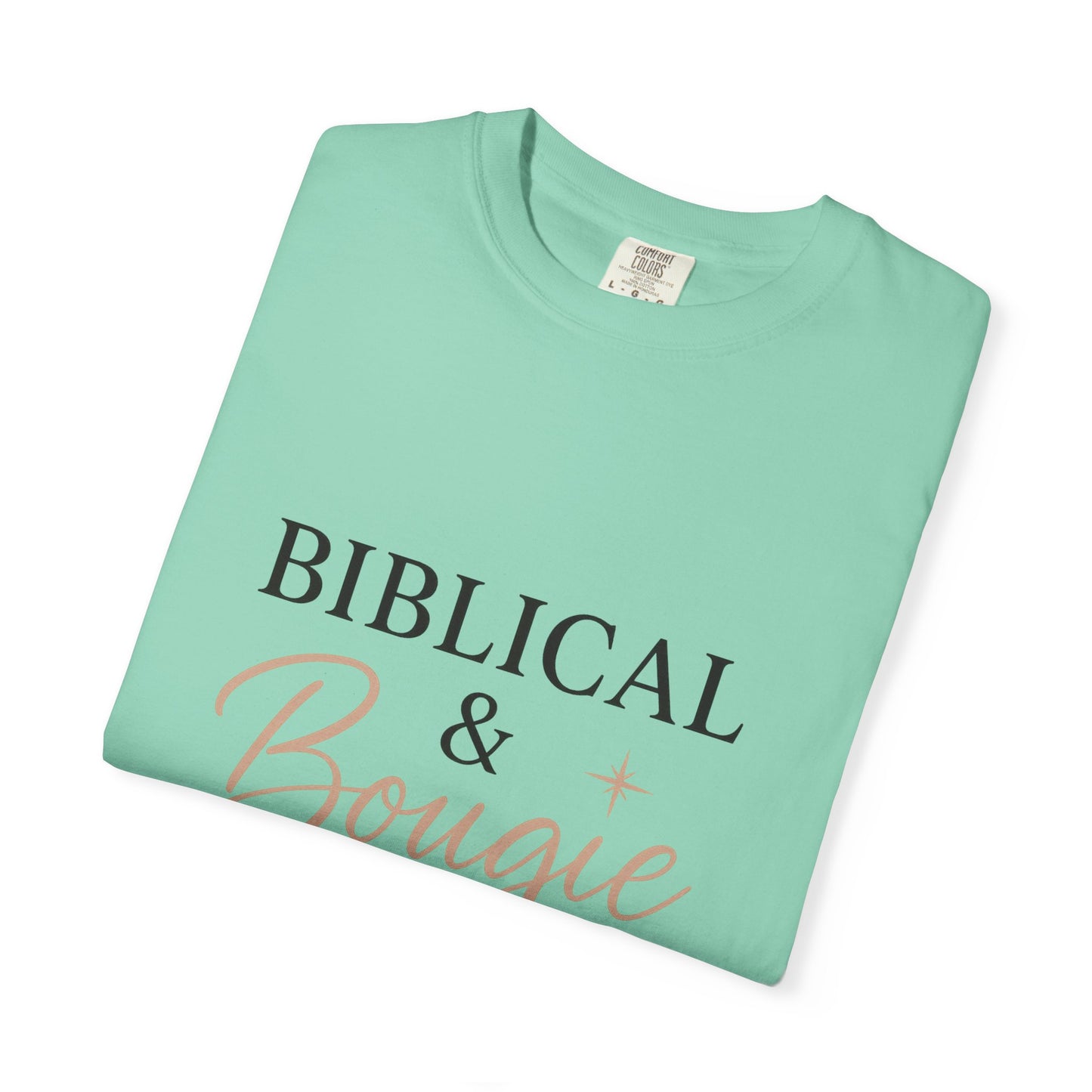 "Biblical & Bougie" Unisex T-Shirt – Black Lettering Faith-Based Tee for Stylish Christian Queens