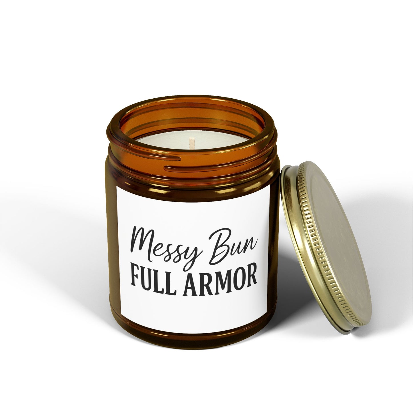 "Messy Bun. Full Armor." Scented Candle – Faith-Filled Aromatherapy for Fierce, God-Loving Women