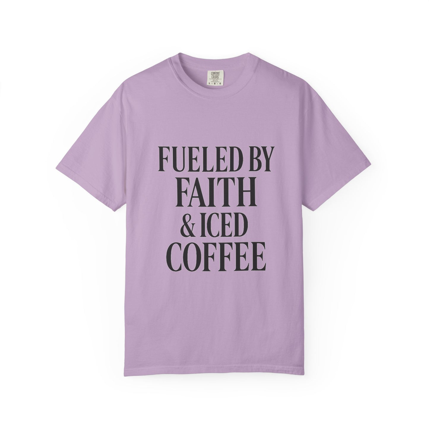 I Run on Faith & Iced Coffee Tee – Round‑Neck Unisex Shirt • Caffeine + Conviction